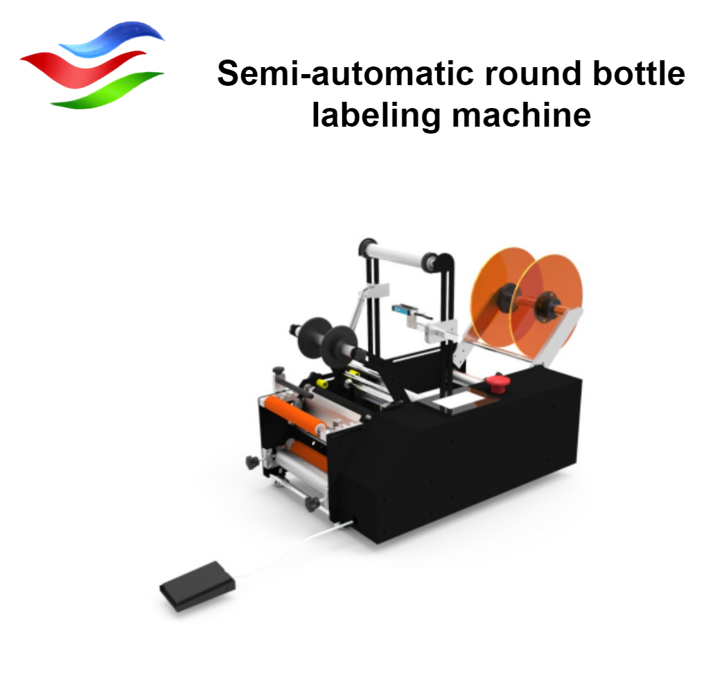 Semi-automatic round bottle labeling machine